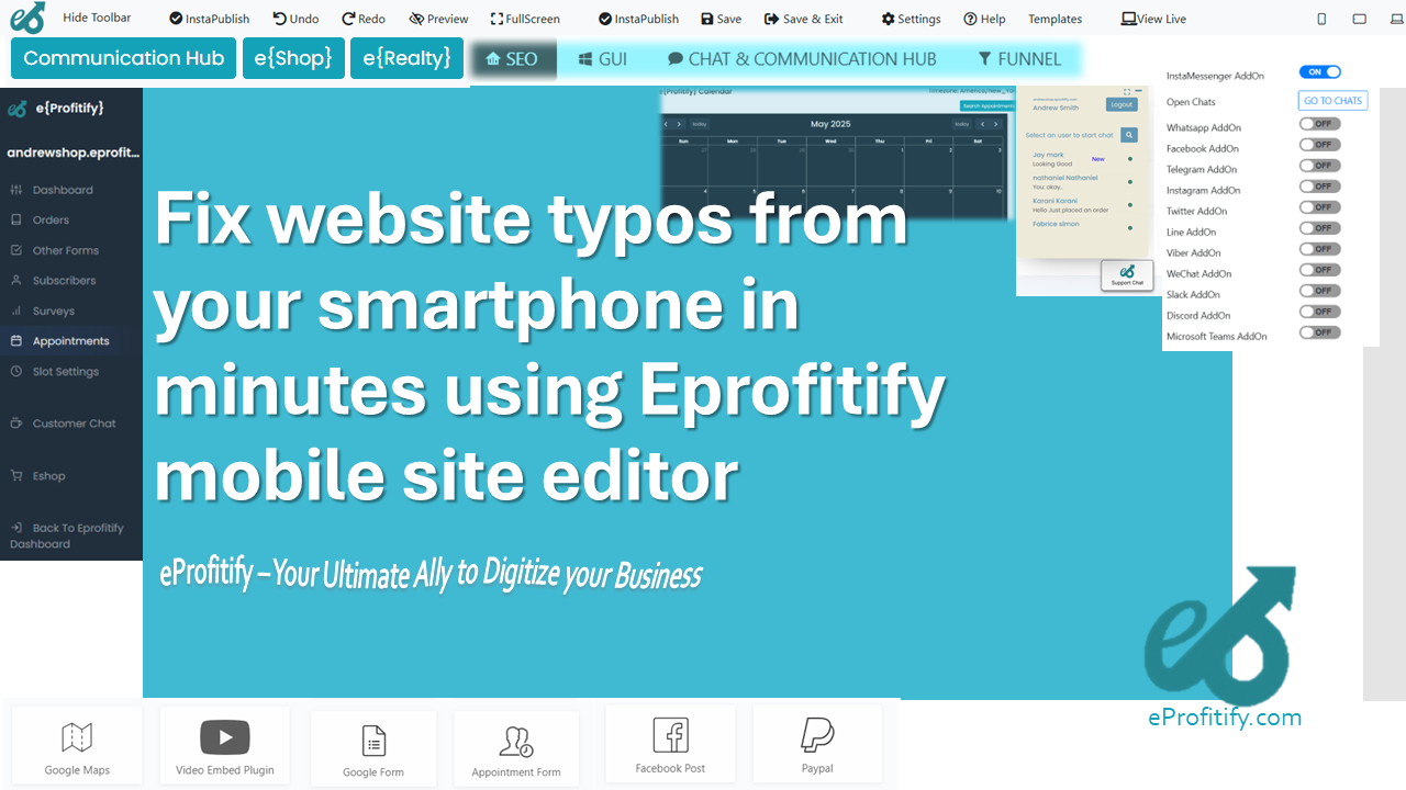 Fix website typos from your smartphone in minutes using Eprofitify mobile site editor